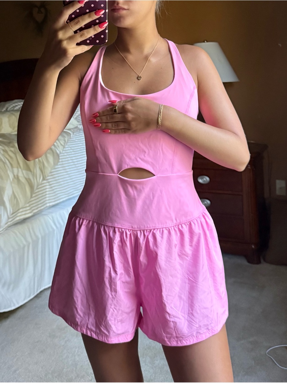 Free people Pink Scoop-Neck Romper with Cutout